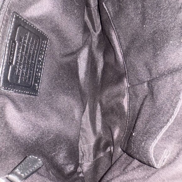 Vintage Coach Peyton Black Patent-Leather Shoulder Bag Tan Leather Trim - Picture 7 of 12